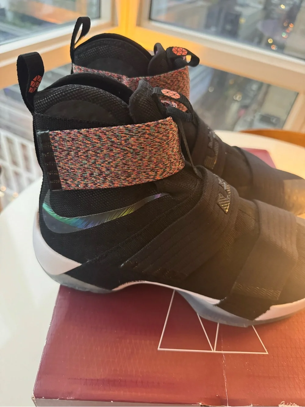 Nike LeBron James Soldier 10 - Black High-Top Sneakers with Multicolor Knit Coll